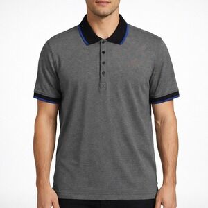 2(X)IST Men's Small Grey‎ Short Sleeve Polo Shirt Blue Trim New With Tags